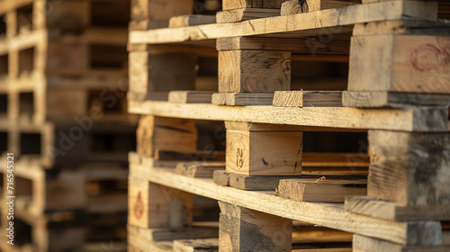 staircase, wooden bridge in the park, Stack of wooden pallet. Industrial wood pallet at factory warehouse, Ai generated image © FH Multimedia