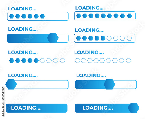 Set of vector loading icons. loading bar progress icon. Download progress. Collection Loading status. Vector illustration. © Burhad
