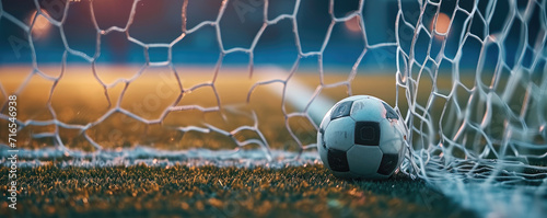 Victory. Soccer ball in a net