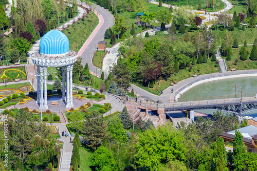 Aerial view to Memorial complex and public park in memory of victims of political repression (Shakhidlar Hotirasi complex) in Tashkent city, Uzbekistan photo
