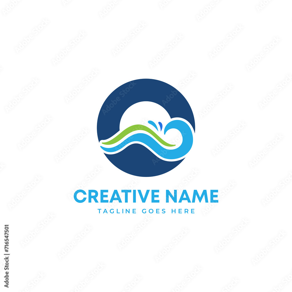 Obraz premium abstract swimming pool logo design. water wave logo. pool logo