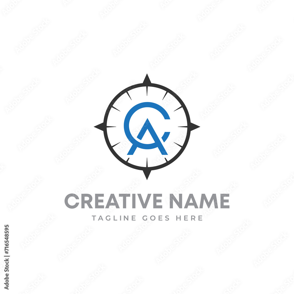 business logo design. letter CA with compass logo design. compass logo business logo design. letter CA with compass logo design. compass logo