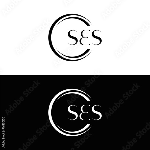 SES logo. S E S design. White SES letter. SES, S E S letter logo SES design. Initial letter SES linked circle uppercase monogram logo. S E S letter logo SES vector design. SES letter logo design five