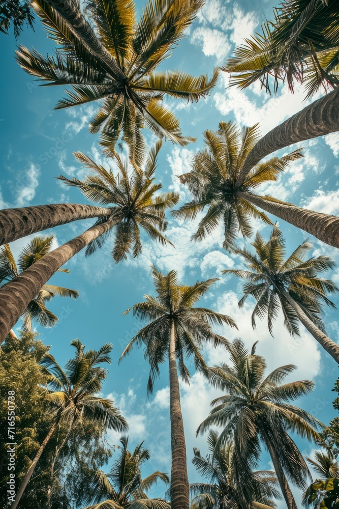 Obraz premium Golden Hour Palm Silhouette Wallpaper and Design, Generative AI