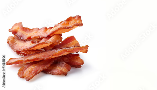 Fried bacon isolated on a white background 