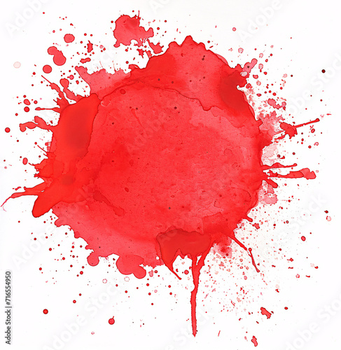 red watercolor splashes forming a blob on a white background for creative design projects 