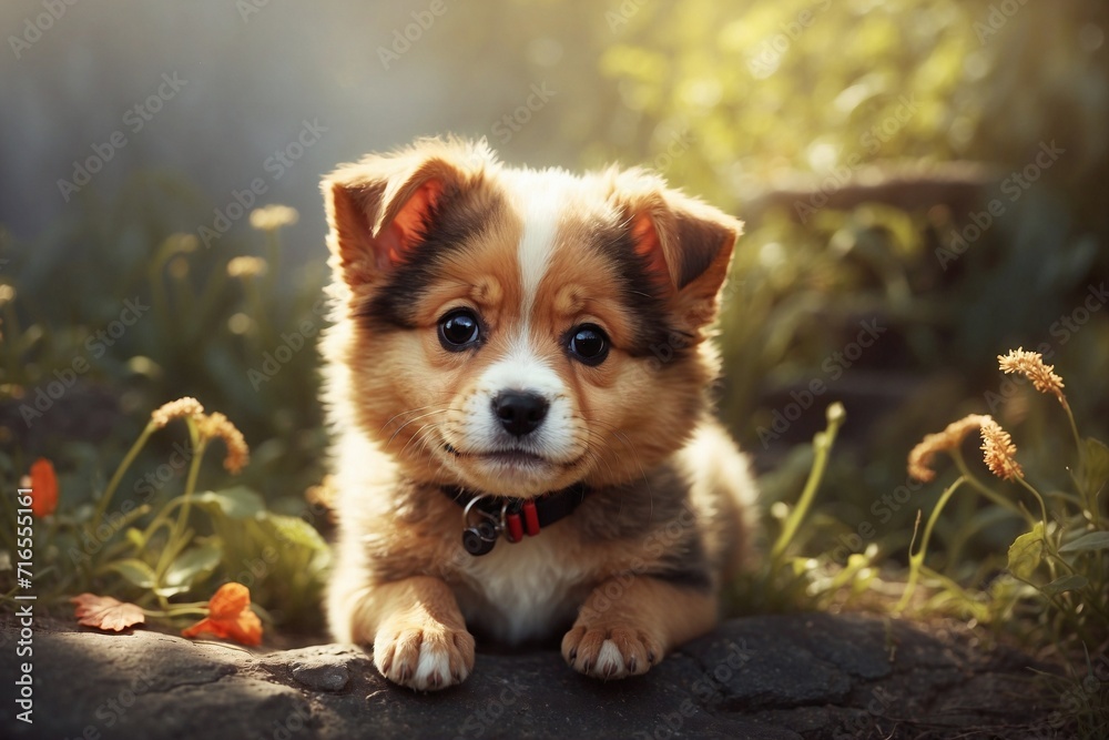 cute puppy in the garden