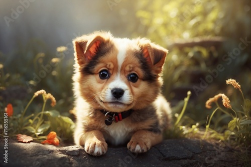 cute puppy in the garden