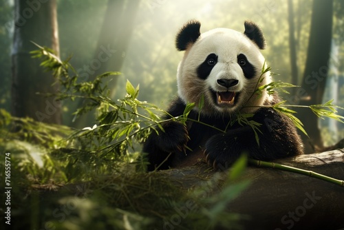 A panda chewing on bamboo © Lubos Chlubny