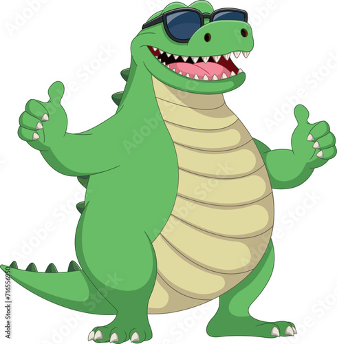 cute crocodile wearing sunglasses cartoon
