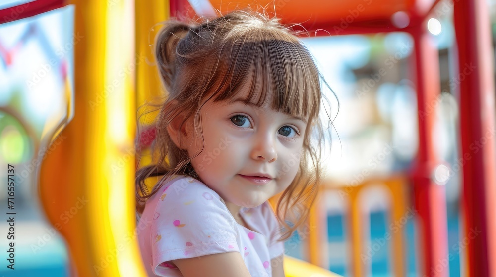 Active little girl on playground Active little girl on playground