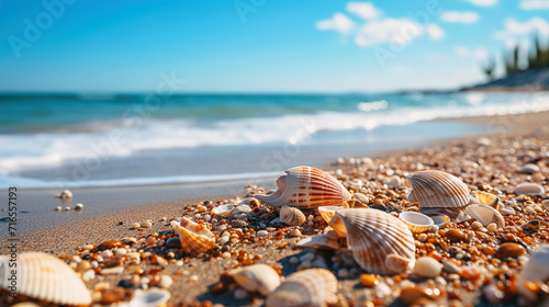 Closeup Capture Seashells Starfish On the Sandy Beach