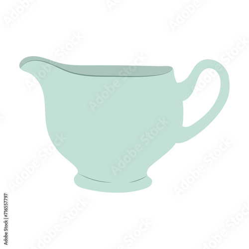 Cartoon milk jug utensils isolated on white background.