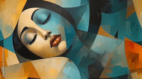 Modern female face seamless...