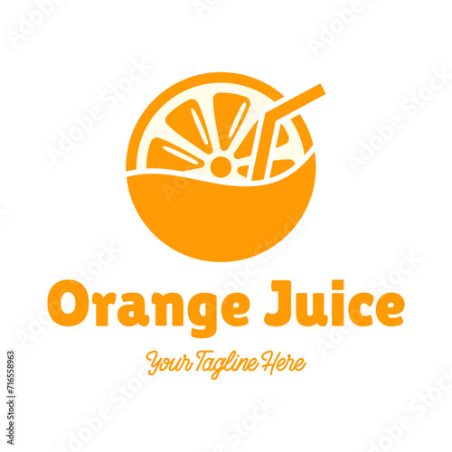 Fresh orange juice logo template design vector. Business logo for lemon juice, squeezed citrus, smoothies or lemonade.