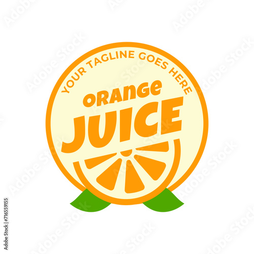 Fresh orange juice logo template design vector. Business logo for lemon juice, squeezed citrus, smoothies or lemonade.