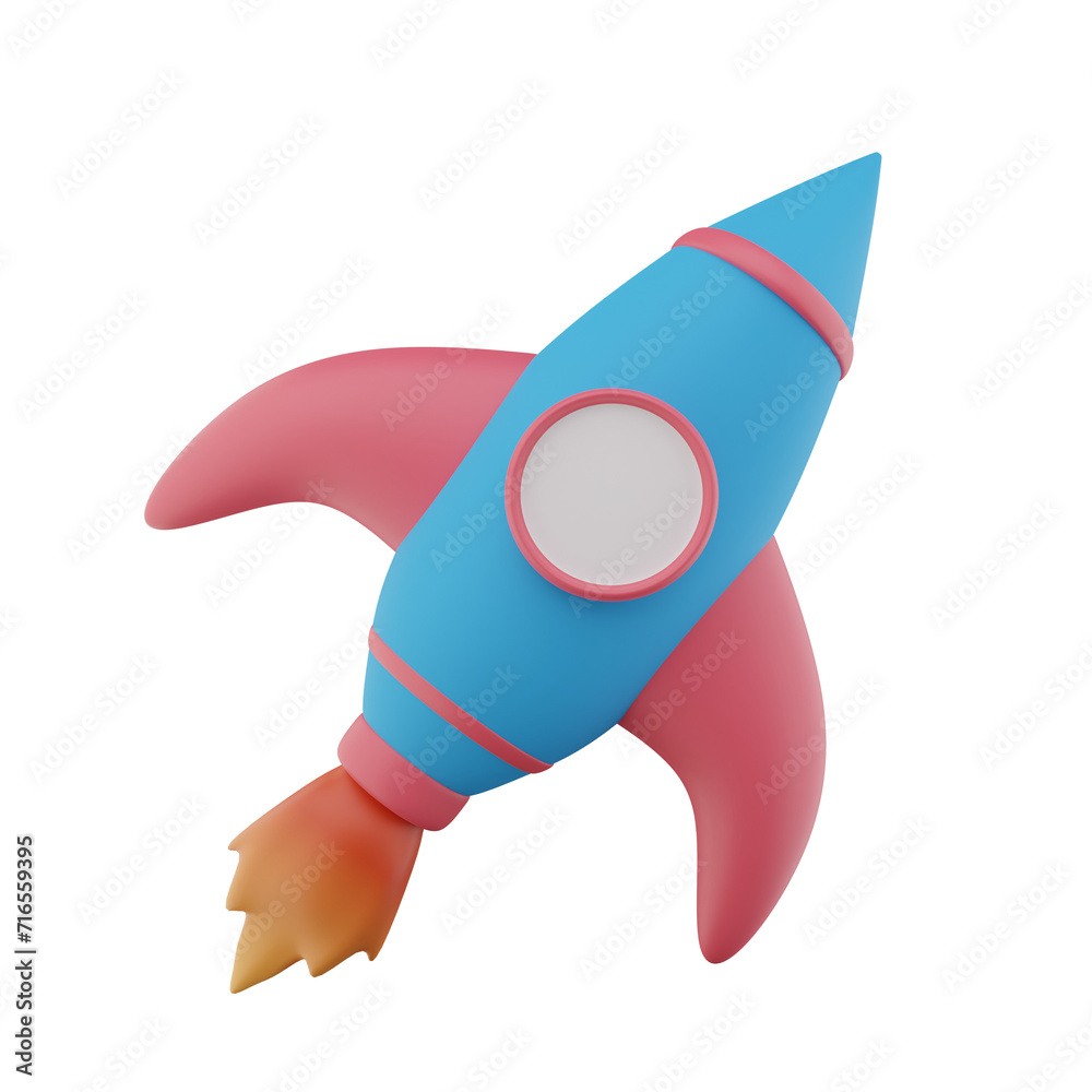 Obraz premium Rocket 3D Icon Illustration