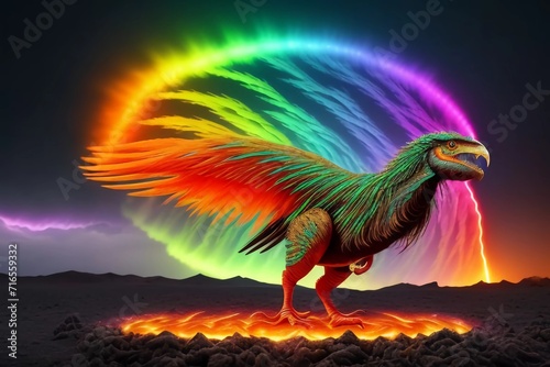 Special Bird Art with Rainbow colors. Generated AI
