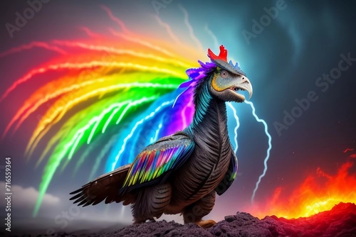 Colorful Bird Chicken Hen Art. Generated AI