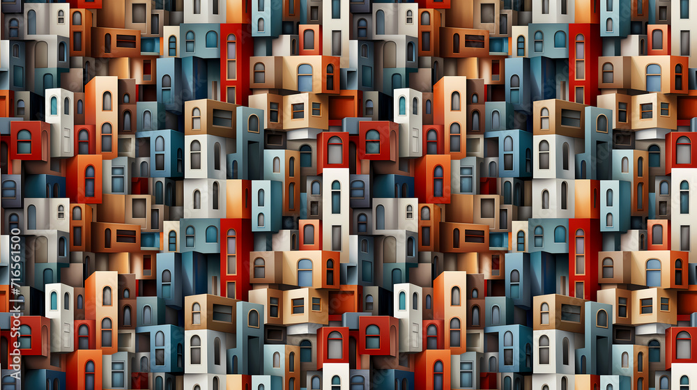 Modern city street seamless pattern in the style of Cubism, Neoplasticism and Bauhaus. Perfect for design, printing, web design Modern city street seamless pattern in the style of Cubism, Neoplasticism and Bauhaus. Perfect for design, printing, web design