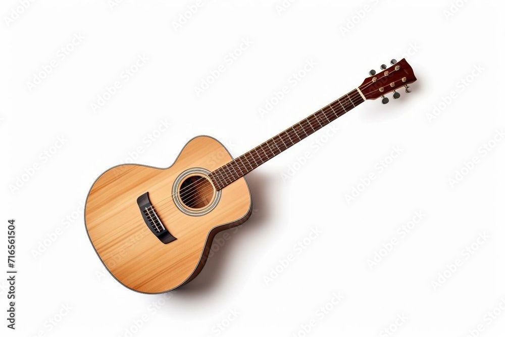 Fototapeta premium Isolated acoustic guitar on white background. Generative AI
