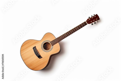 Isolated acoustic guitar on white background. Generative AI