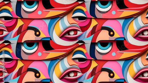 Modern face eye seamless pa...