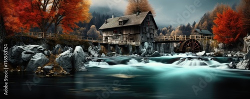 Old historic water mill in beautiful landscape