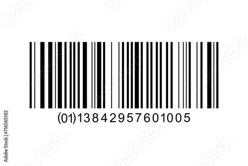 Bar code label template isolated on white background. Barcode icon. Visual data representation with product information. Vector graphic illustration photo