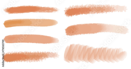 Sunset  peach fuzz , sophisticated  watercolor background. Vector set of neutral color brush strokes and splashes 