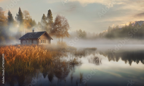 Obraz na płótnie Einsame Hütte in Kanada w salonie