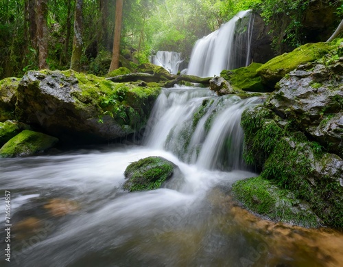 Waterfall flowing in the forest