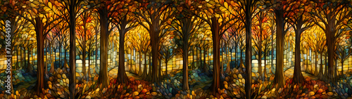 Modern landscape trees seam...
