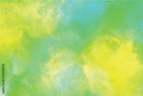 Yellow and green watercolor background design for wallpaper. Spring light green summer backdrop banner isolated on white. Watercolour painted  texture grungy effect. Abstract fantasy fairy colors