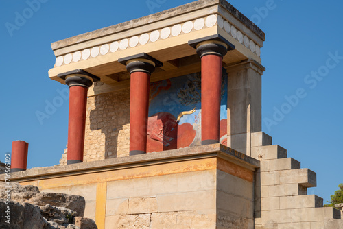 Ancient ruines of famouse Knossos palace at Crete island. Greece.