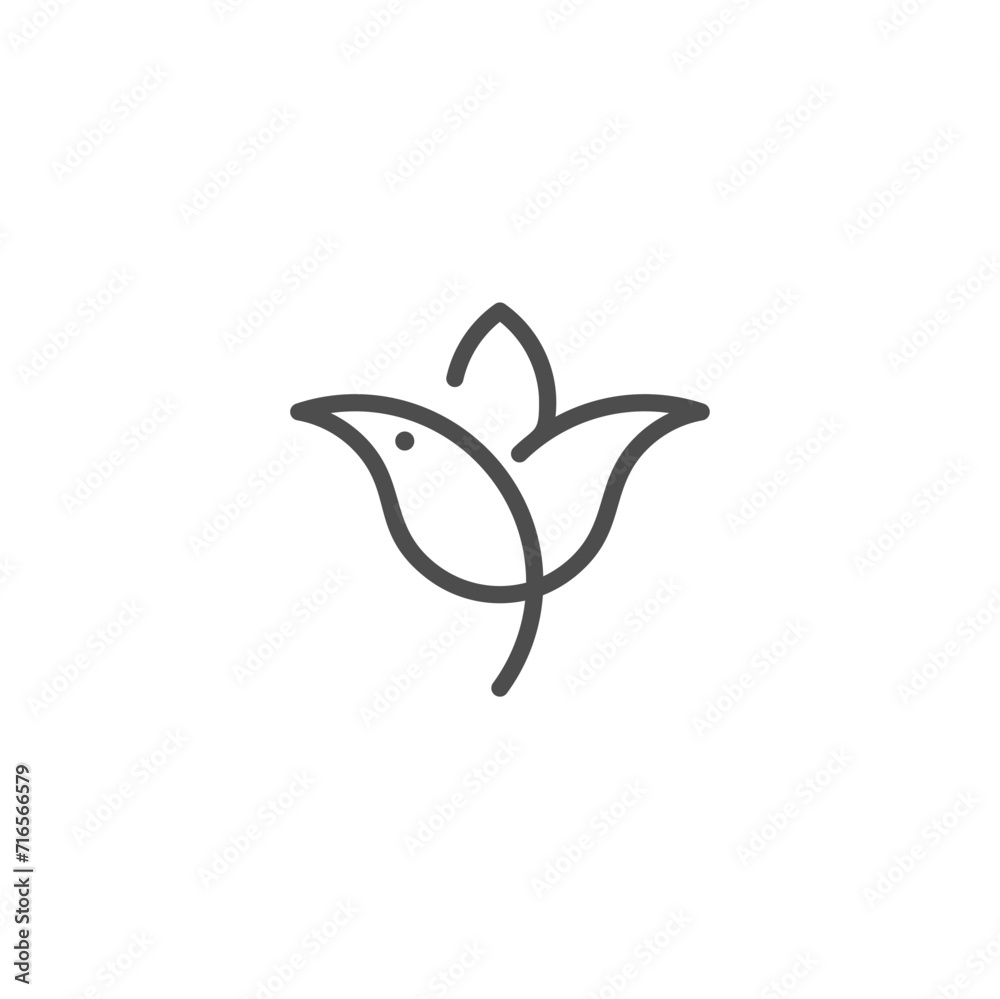unique bird with flower logo concept vector unique bird with flower logo concept vector