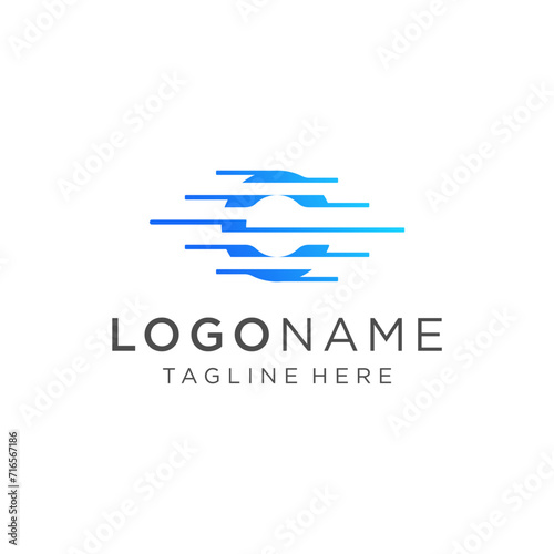unique letter C with line concept logo vector icon