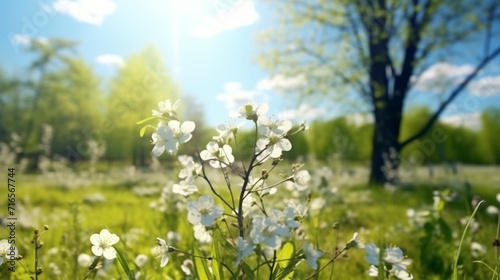 Beautiful blurred spring background nature with bloom Ai Generative