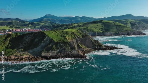 Pristine Zumaia Shoreline from Above, Spain