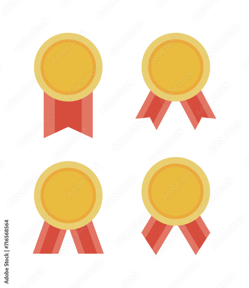 Set of golden badge illustration icons symbolizing certificate, championship, graduation, victory, best, congratulations, award, best, and success. Set of golden badge illustration icons symbolizing certificate, championship, graduation, victory, best, congratulations, award, best, and success.