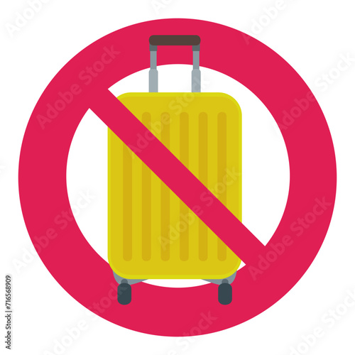 Ban on wheeled suitcases (flat design,cut out)