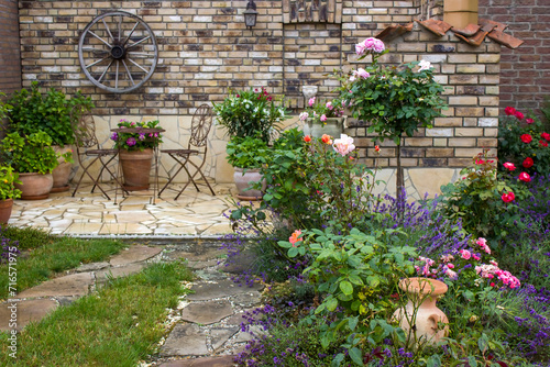 beautiful place in the garden in the mediterranean style - rustical garden