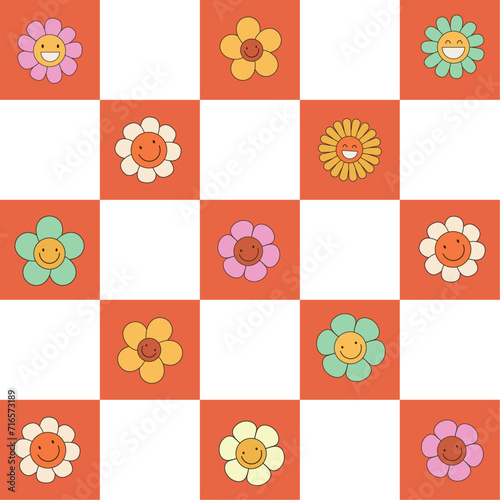 Groovy hippie 70s set. Funny cartoon flower, rainbow, peace, Love, heart, daisy, mushroom etc. Sticker pack in trendy retro psychedelic cartoon style. Isolated vector illustration. Flower power.