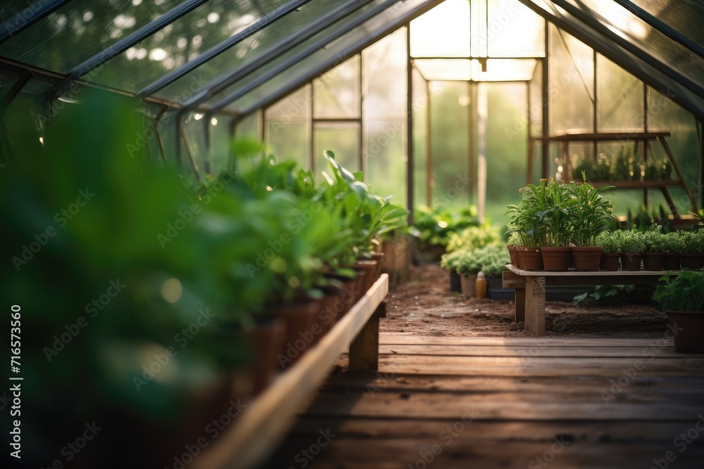 Small, family greenhouse for growing vegetables and herbs. Eco food Small, family greenhouse for growing vegetables and herbs. Eco food