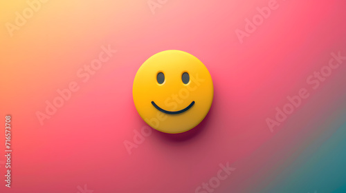 Smile happy laugh emoji emoticon with colorful vibrant abstract shapeless gradient background, happiness concept photo