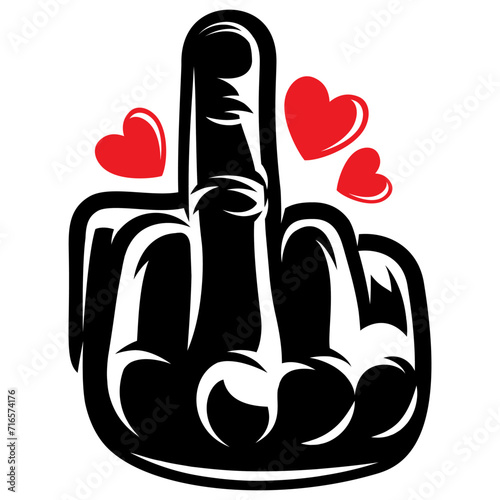 Gesture with the middle finger. An unambiguous symbol of reluctance to deal with a person. Template for design photo