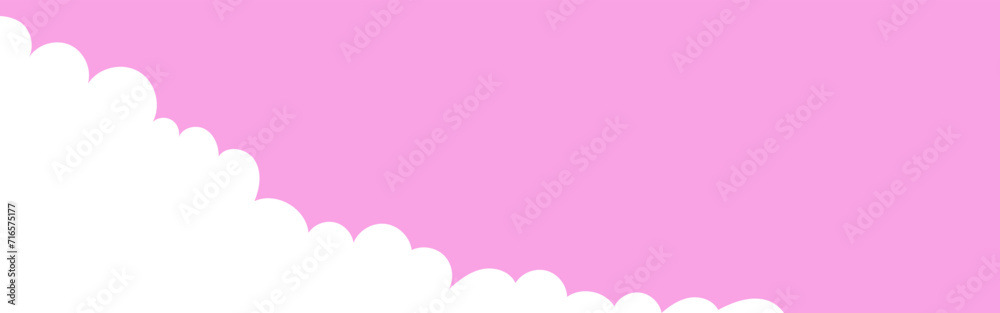 Clouds corner wide bordering. Painted white clouds on pink background. Simple vector illustration Clouds corner wide bordering. Painted white clouds on pink background. Simple vector illustration