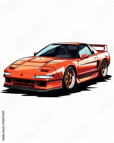 Front view of a vintage Japanese sports car from the 80s on a white background. Vector illustration of a retro automobile suitable for stickers and t-shirts. © Ameer