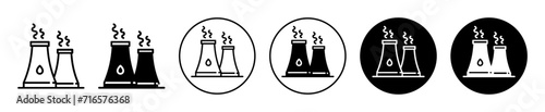Cooling tower vector icon set collection. Cooling tower Outline flat Icon.