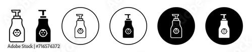 Baby shampoo container vector icon set collection. Baby shampoo container Outline flat Icon.
